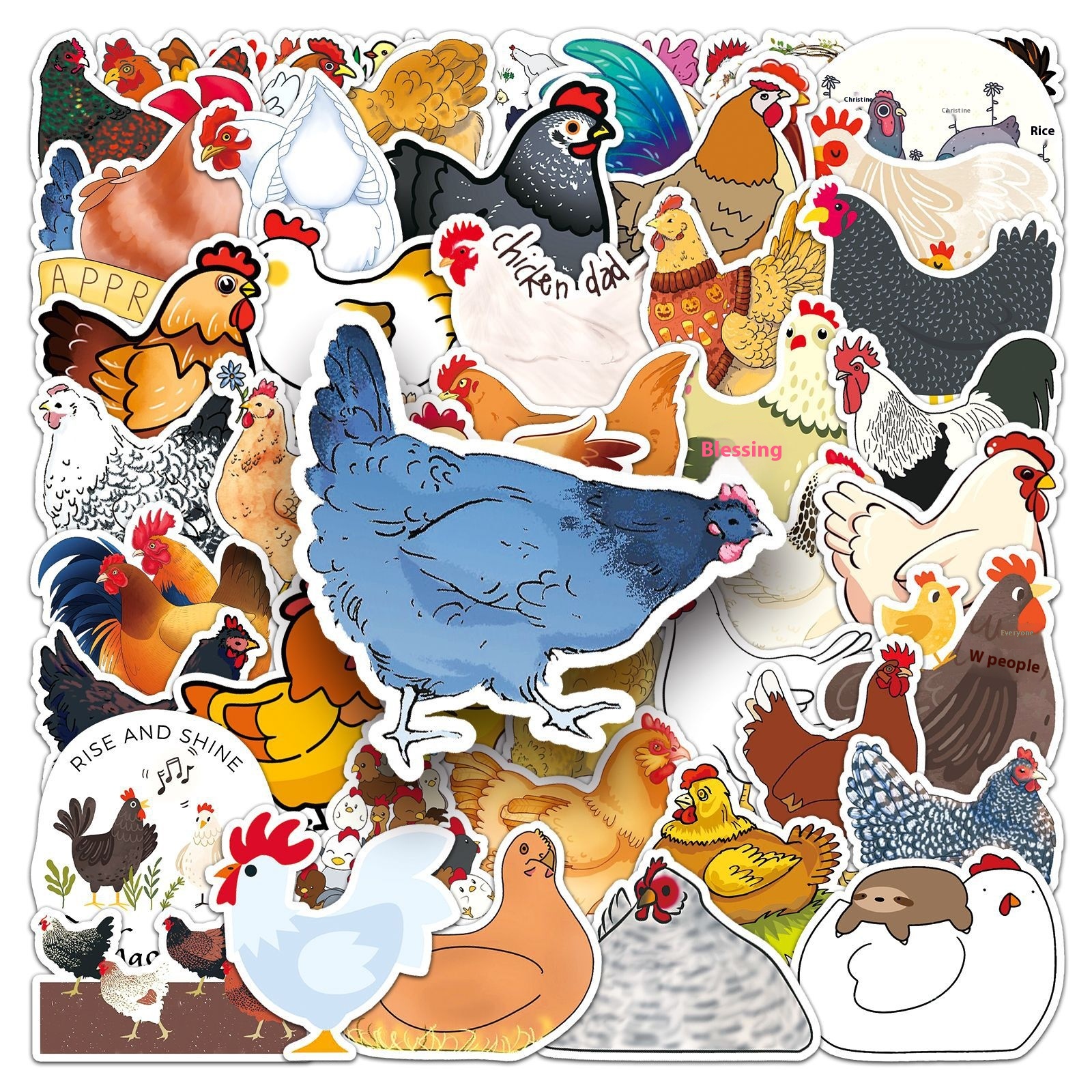 50 Pieces Chicken Graffiti Personalized Cartoon Animal Children's DIY