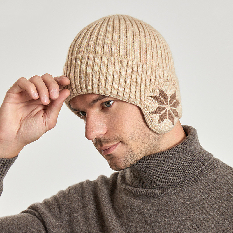 Thermal Knitting Woolen Cap Men's Fleece-lined Thickened Winter Trending