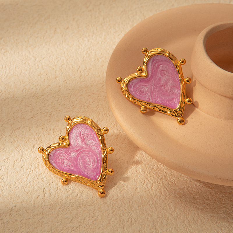 Sweet Magic Purple Love Stainless Steel Retro Fashion Ear Studs Girl