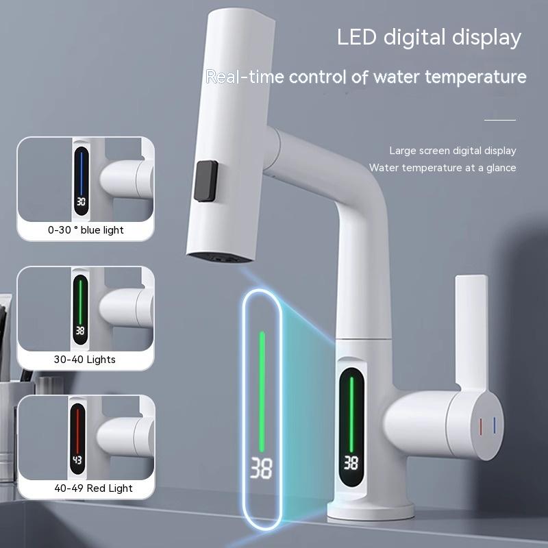 Intelligent Digital Display Faucet Pull-out Basin Temperature Rotation
