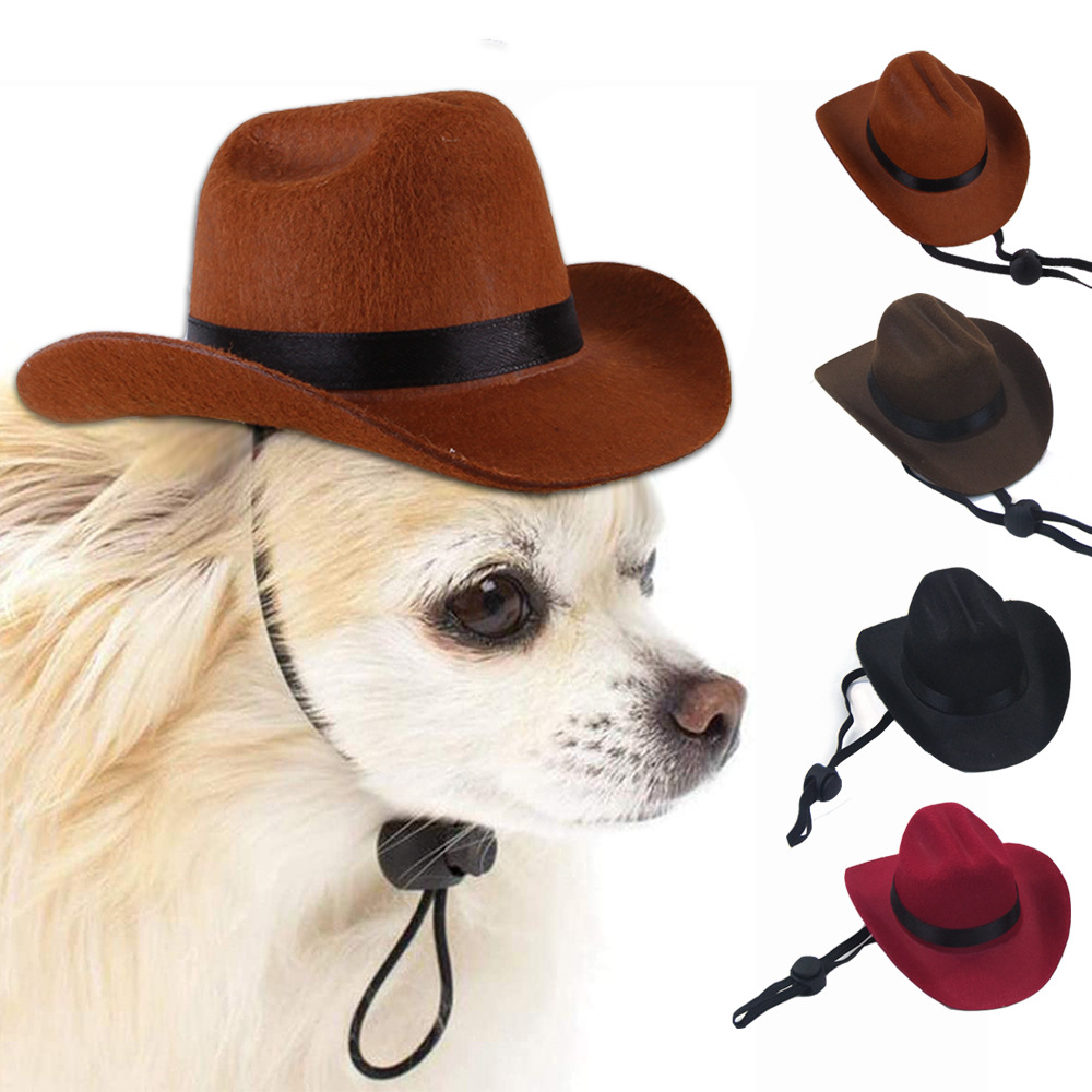 Pet Dog Cowboy Hat Headgear Cat Funny Headwear Outdoor Adjustable Caps