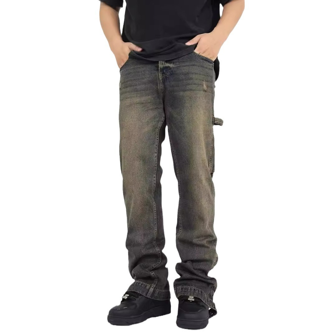 Street Scrape Straight High Casual Jeans Men