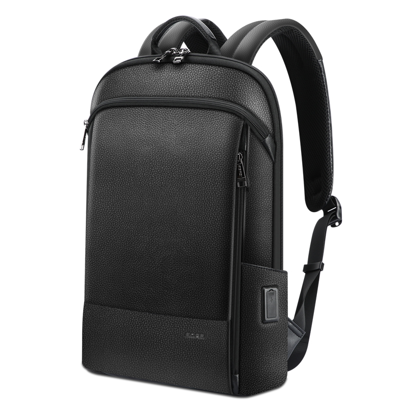 Layered Leather Backpack With USB Charging