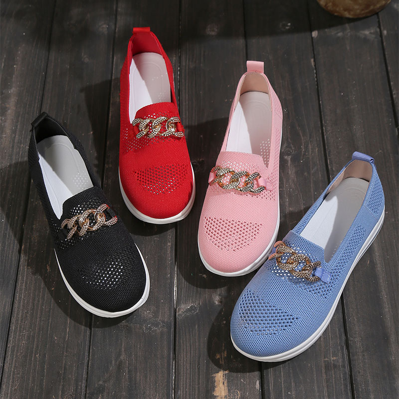 Metal Chain Wedge Platform Lightweight Mesh Surface Casual Pumps Women