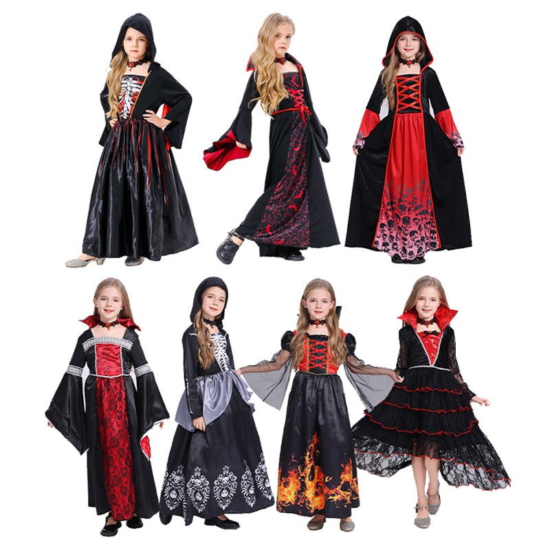 Halloween Witch Vampire Costume Horror Skull Dress Up Performance