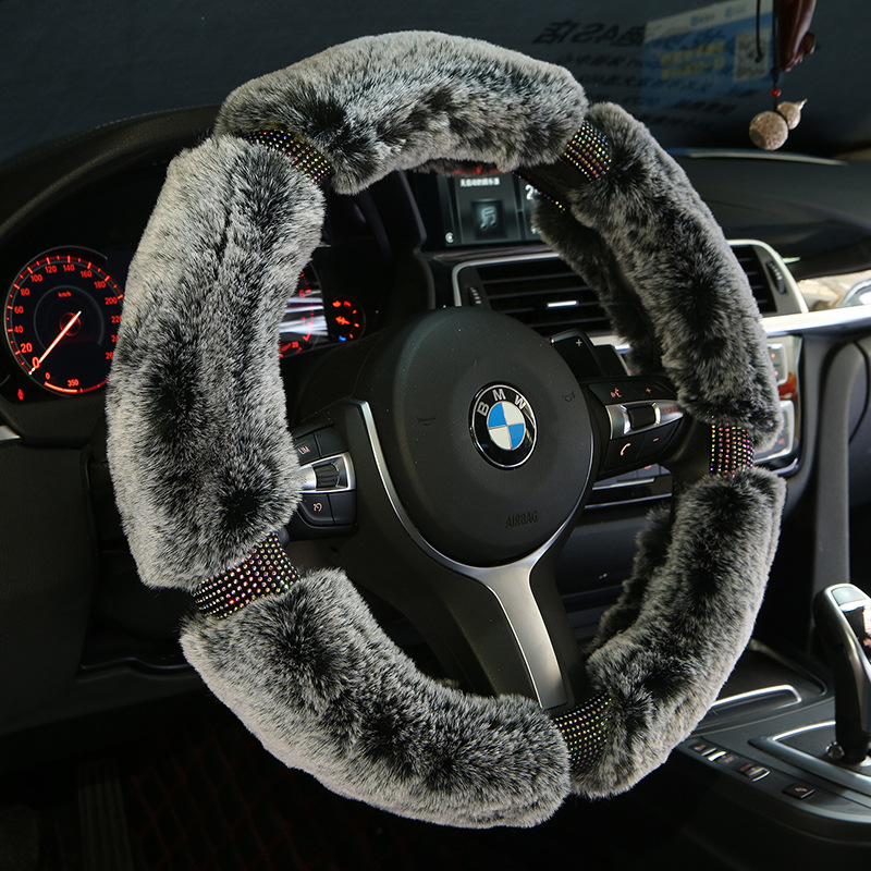 Car Steering Wheel Cover Winter Plush Korea Diamond Fashion Cute Handle