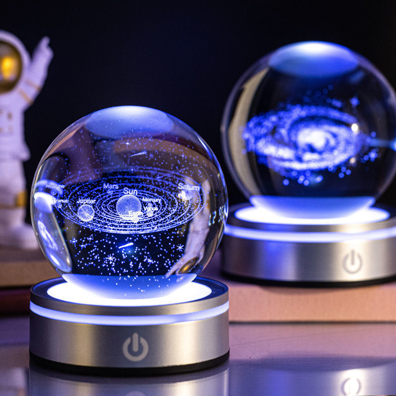 Creative 3D Inner Carving Luminous Crystal Ball Colorful Gradient Small
