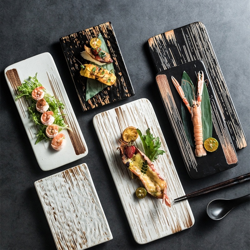Japanese Style Sushi Plate Rectangular Flat Creative