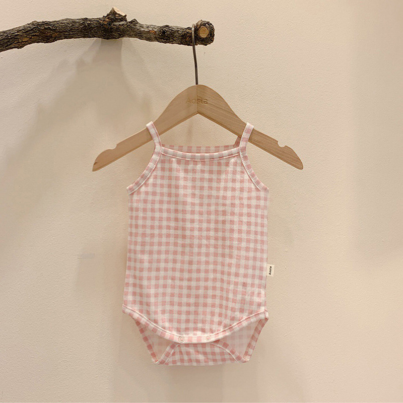 Cute Plaid Vest Climbing Camisole Triangle Romper
