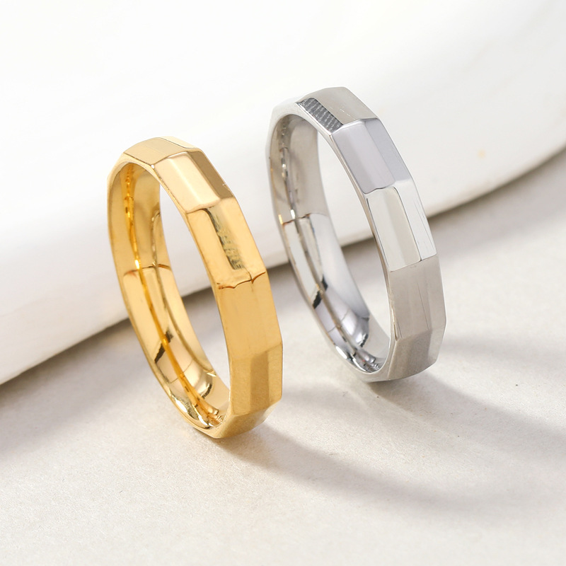 Titanium Steel Ring Simple Grinding Surface Multi-sided Rectangular
