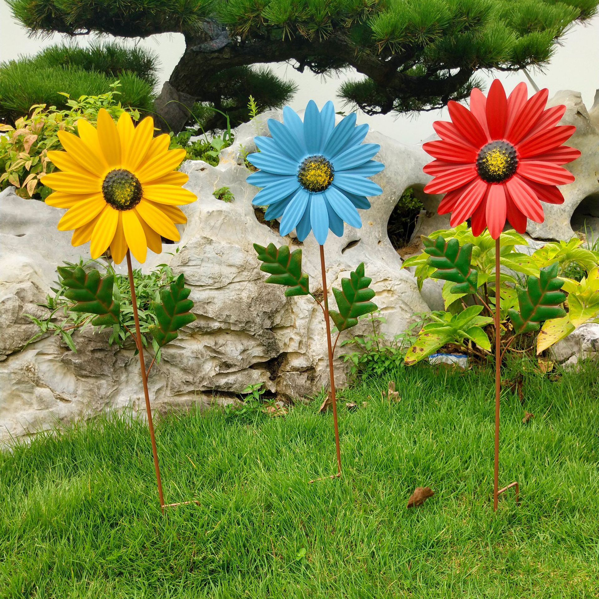 Outdoor Garden Decoration Wrought Iron Flower Flowerpot Plug-in Villa