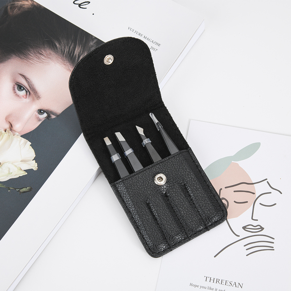 Three Piece Set Of Stainless Steel Eyebrow Plucking Forceps For Trimming