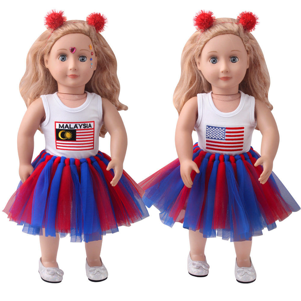 18-inch American Girl Doll Clothes Printed Short Sleeve Handmade Veil