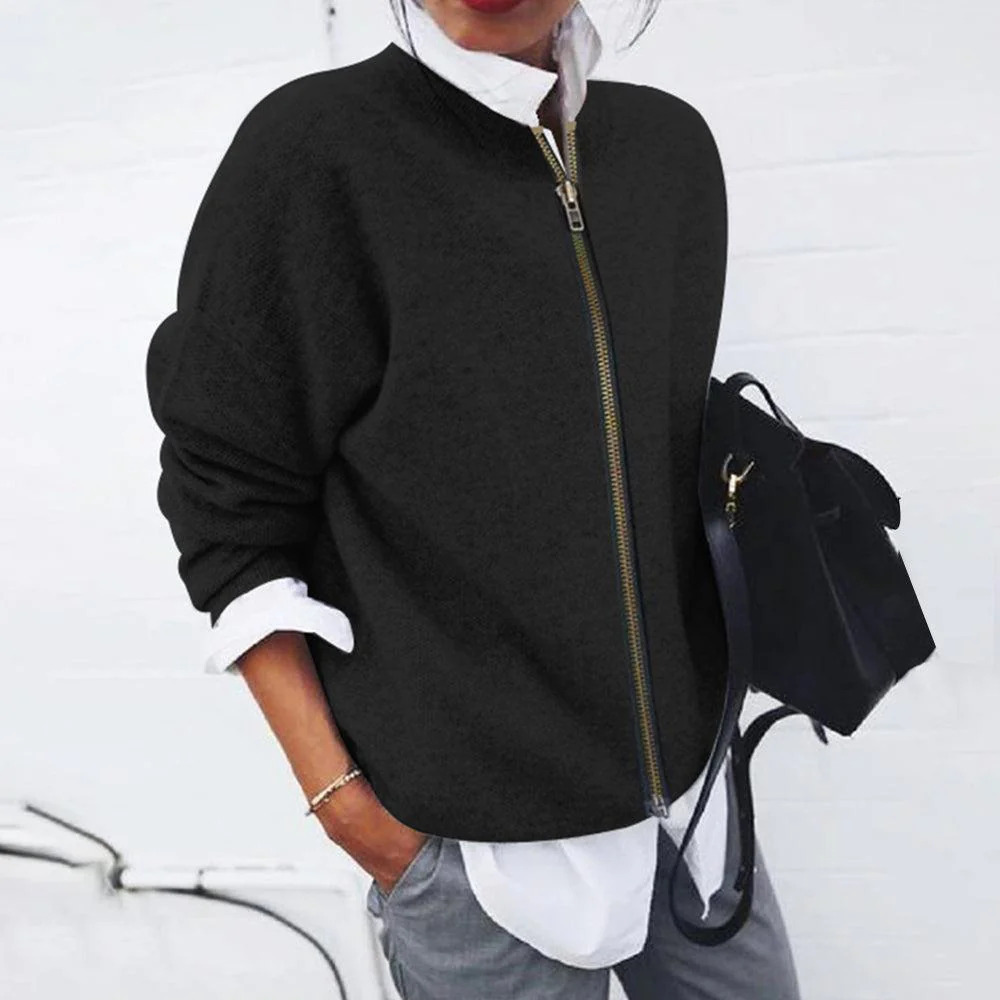 Women's Round Neck Soft Sweater Casual Coat
