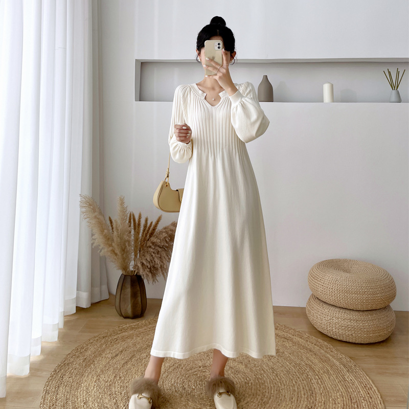 Long Sweater Dress Over The Knee Women Wear Loose Plus Size