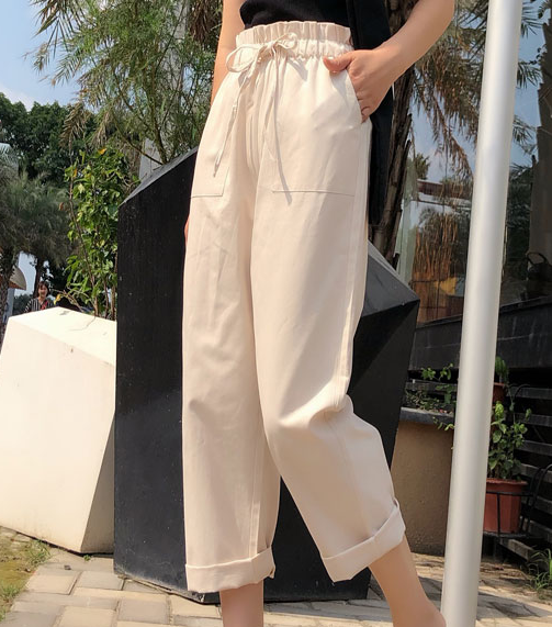 Cotton Cropped Trousers Women Loose Harem Pants Casual Thin Section