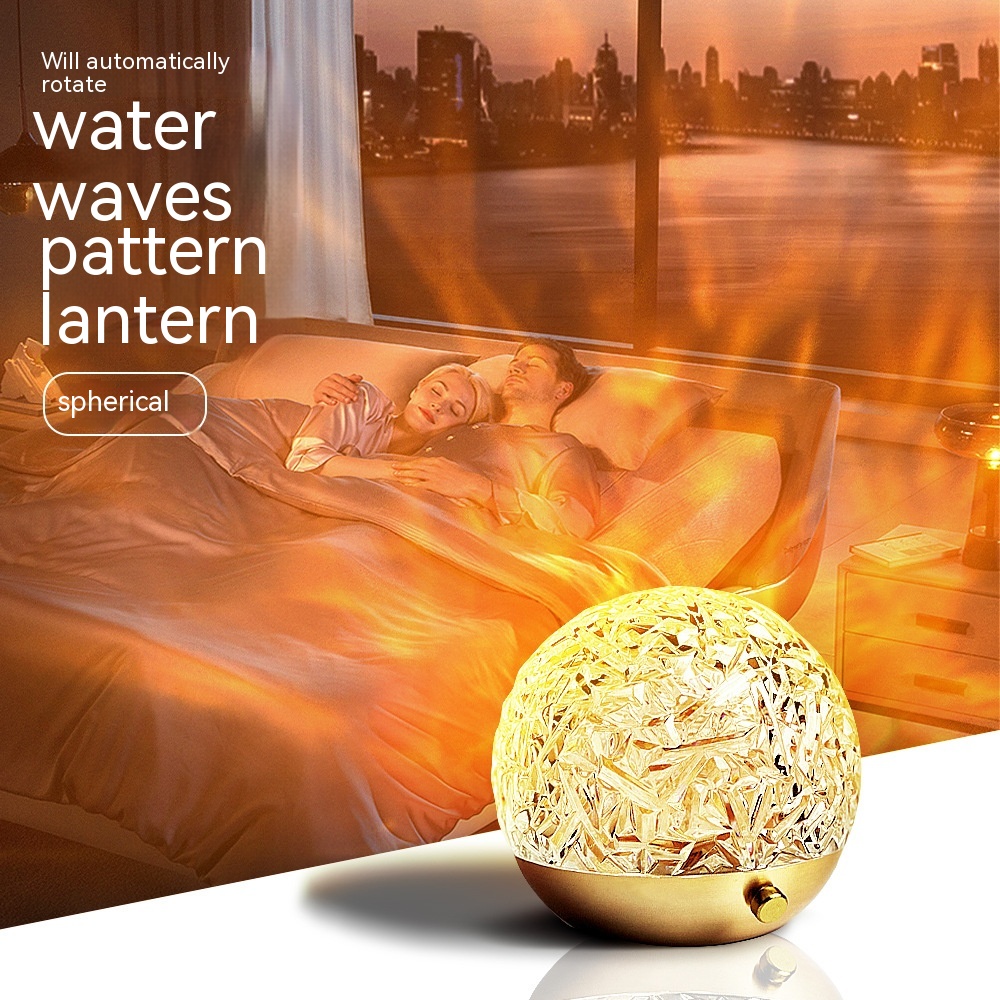 New Water Ripple Projector Night Light Crystal Mood Lamp Bedside Home