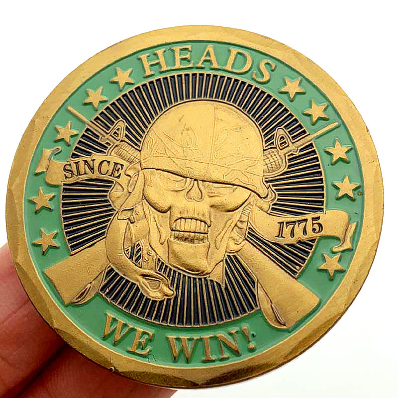 Skull Helmet Commemorative Coin Sniper Custom Lucky Gold-plated