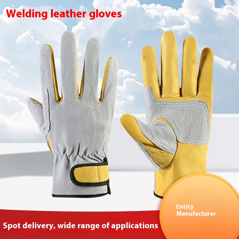 Arc-welder's Gloves Short Work Welding Labor Protection Leather