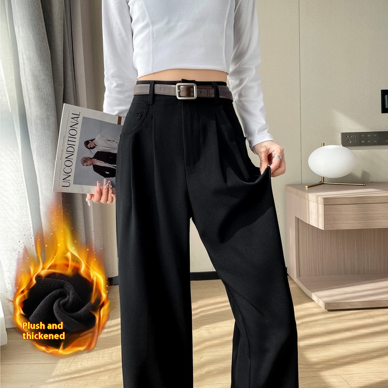Black Suit Pants Women's Wide-leg Straight Casual