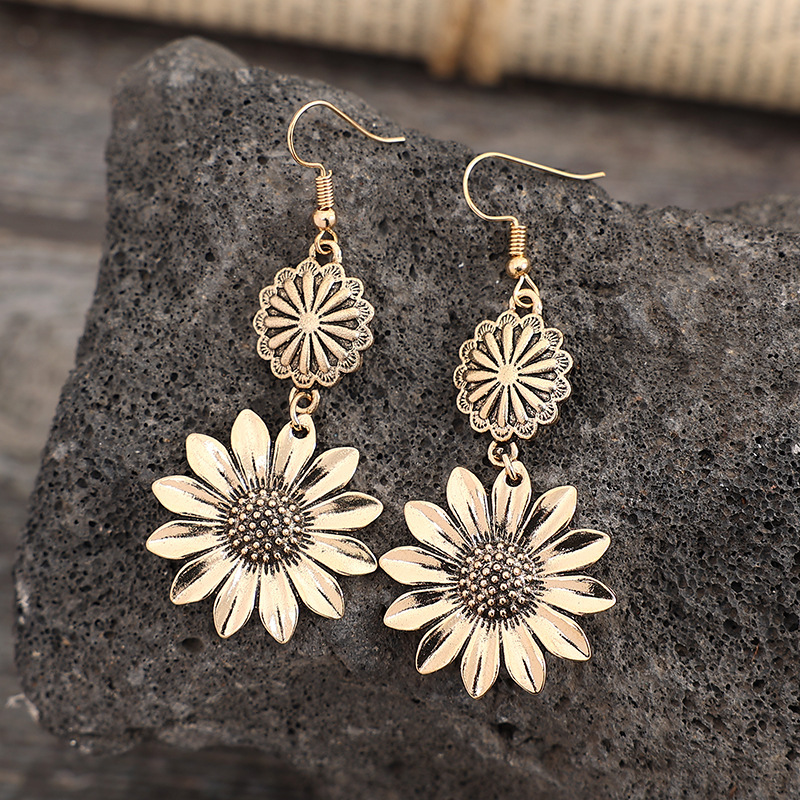 Retro Sunflower Earrings INS Fashion Jewelry Gift Women