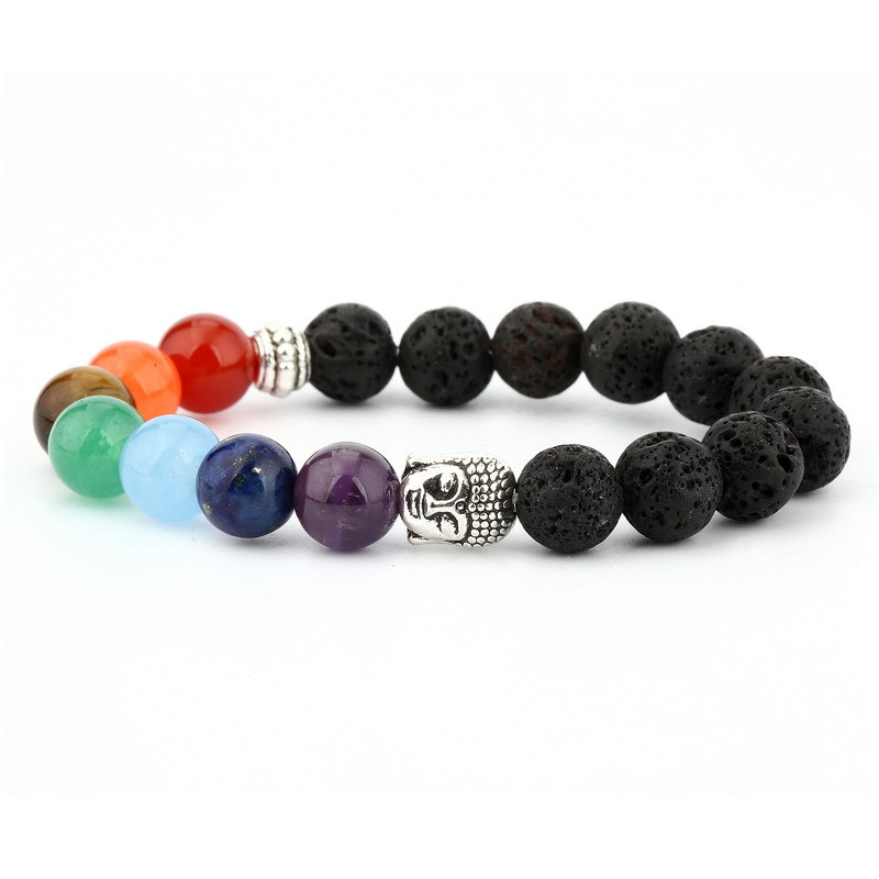 6mm Natural Stone Green Dongling Red Agate Yoga Chakra Bracelet Buddha