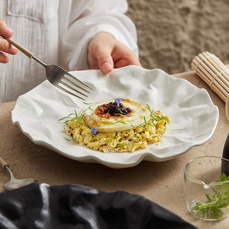Pleated Dish Ceramic Cooking Plate Japanese Western Food