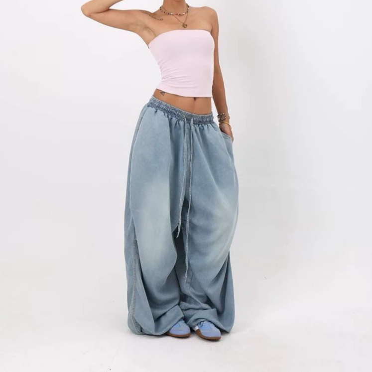 Retro High Street Wide Leg Loose Jeans