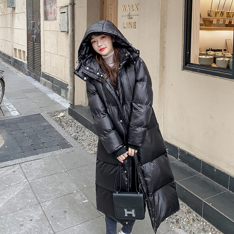 Korean Style Thick Below-the-knee Length Loose Black Coat
