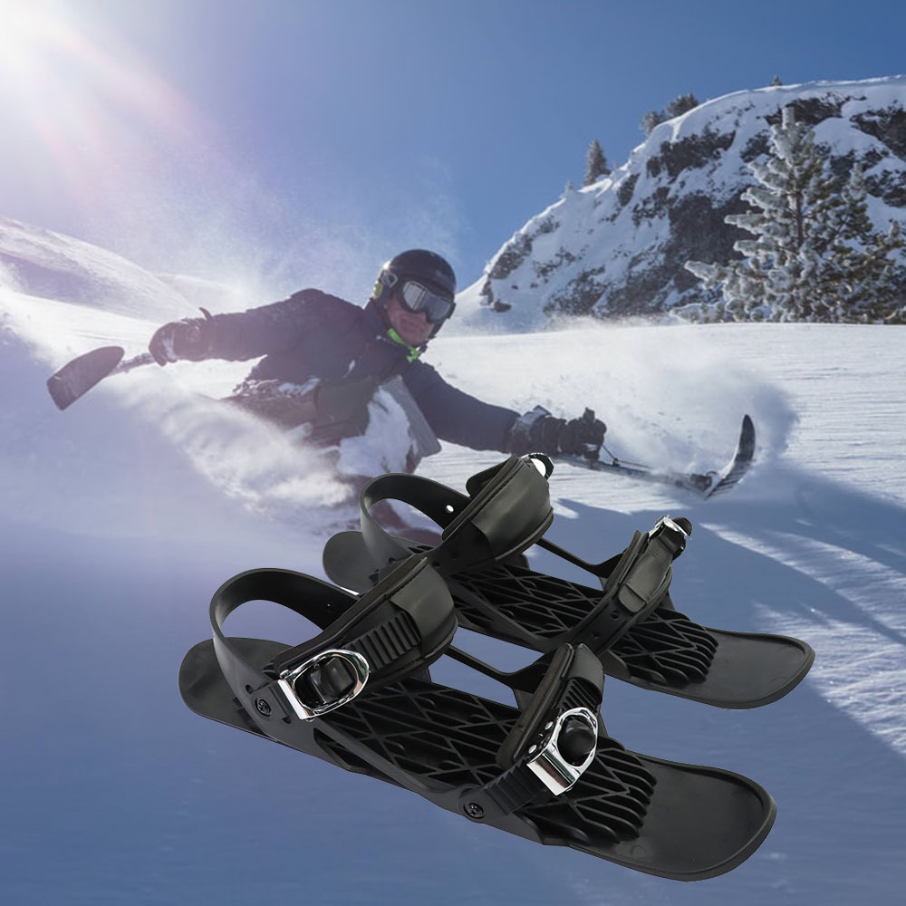 Mini Ski Skates Portable Short Skiboard Adjustable Shoes For Snow