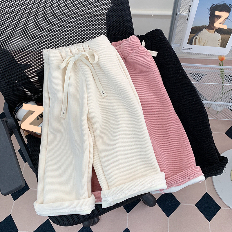 Straight-leg Pants Children Thick Warm Wide-leg