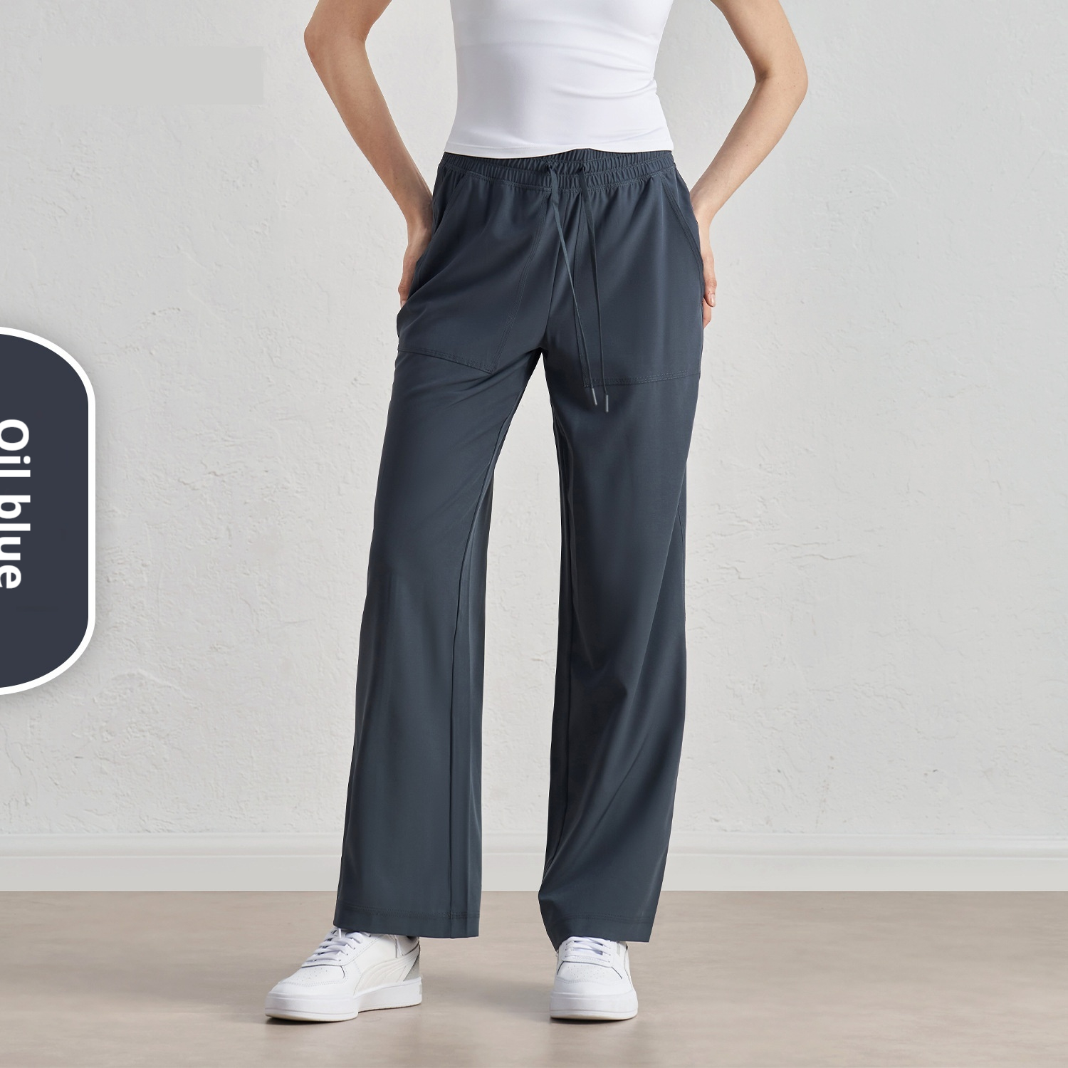 Pleated Baggy Straight Trousers Widened High Waist Wide Leg Drawstring