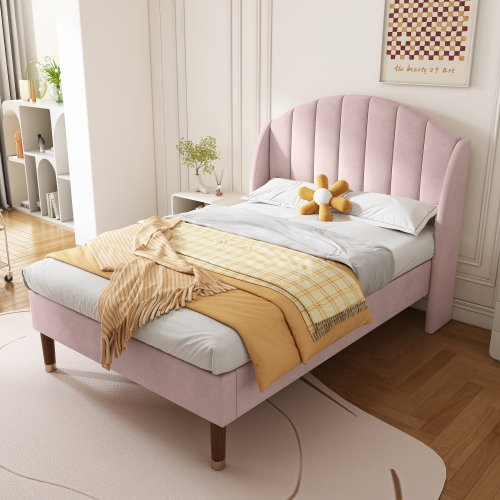 Upholstered Bed,single Bed-3ft 90x190cm With Slatted Frame And Headboard