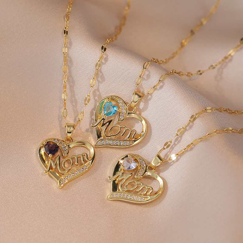 Mother's Day Jewelry High Grade Zircon Heart Flower Pendant Necklace