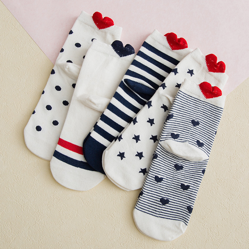 Women's Socks Cotton Heel With Hearts Low Top Invisible Short Tube