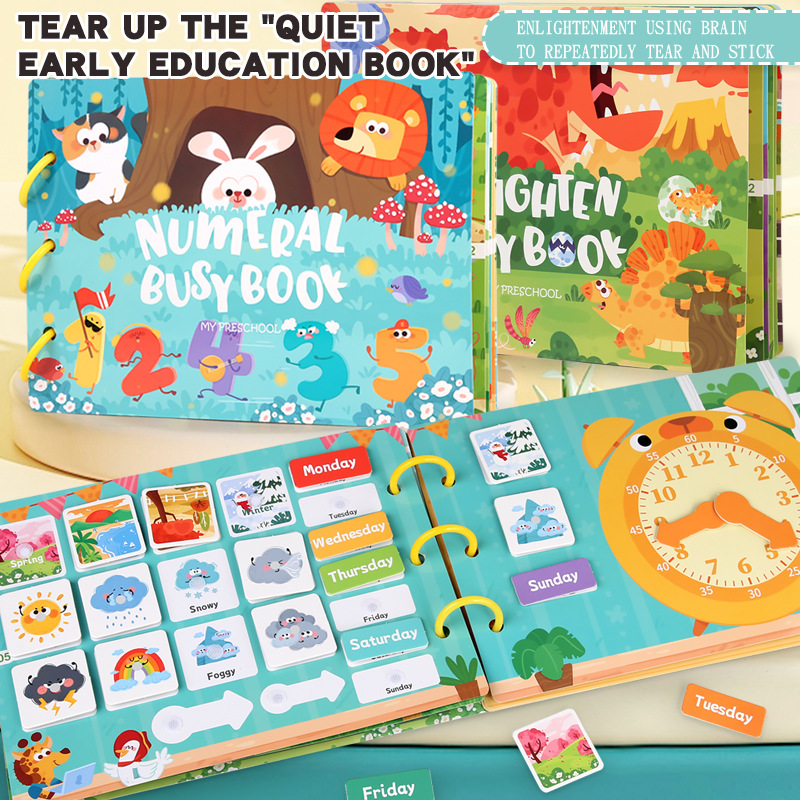 Educational Quiet Paste Book Full English Early Education Velcro Paper