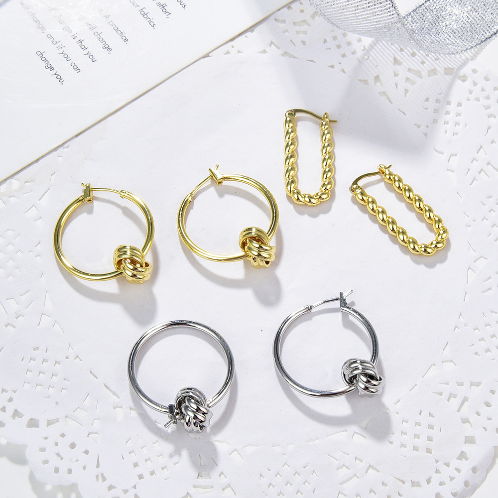 Ball Earrings Women's Accessories Square Threaded Form Simple