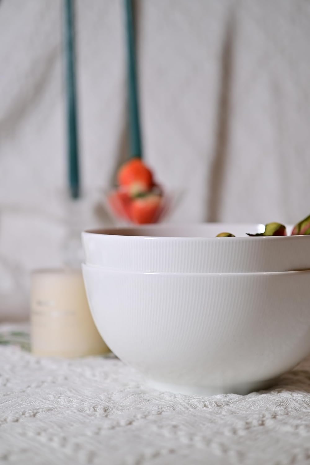 Setaria Bone China Dinnerware Set 2 Pieces 8-inch Large Deep Salad Bowl