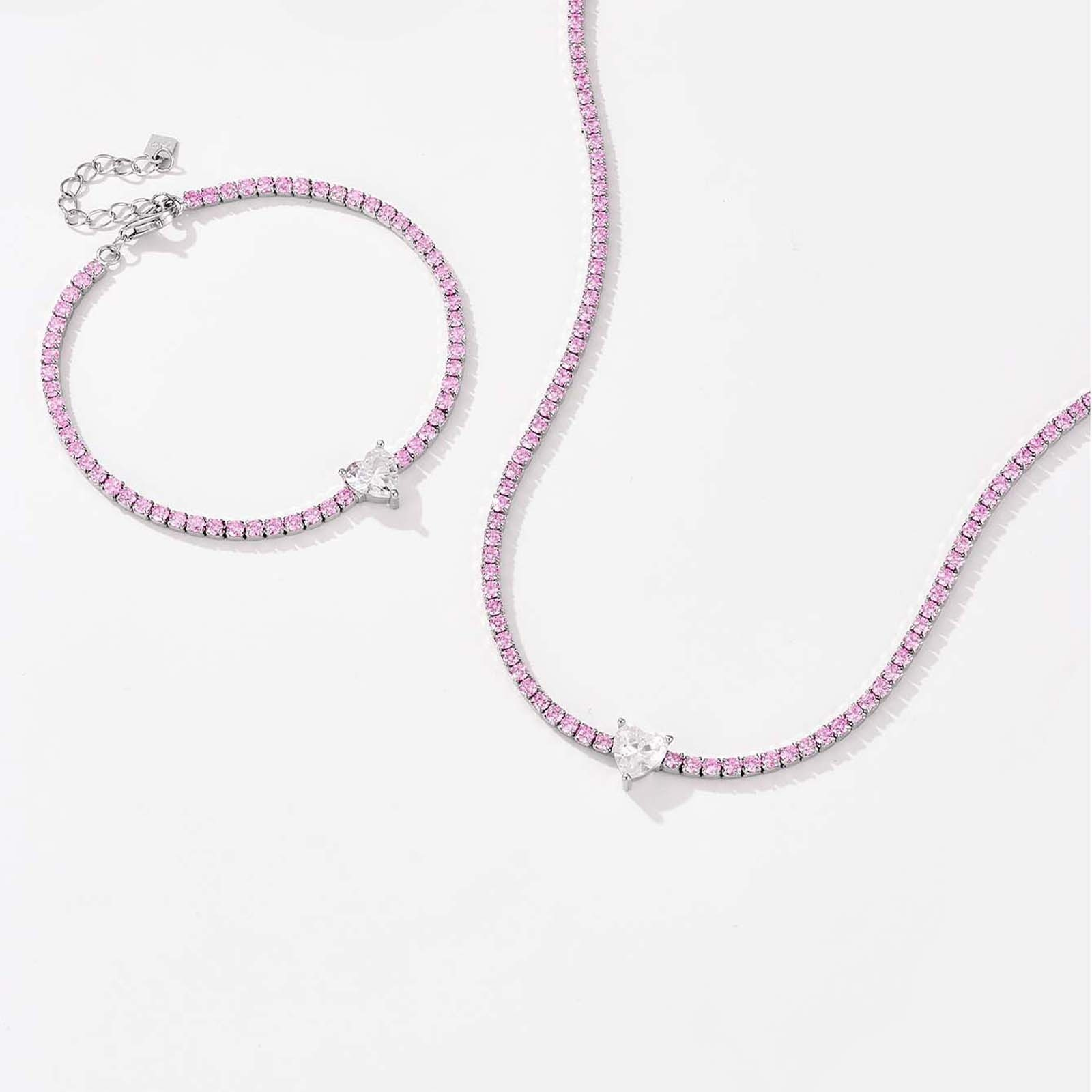 Fashion S925 Silver Necklace Bracelet Women's Diamond-embedded