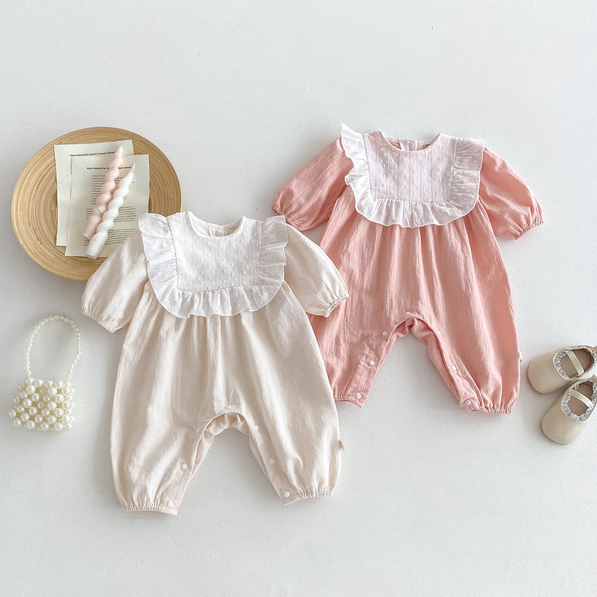 Long Sleeve Lace Collar Jumpsuit Romper