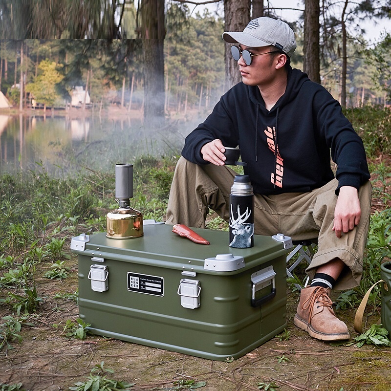 Outdoor Aluminum Alloy Storage Box Camping Metal Portable