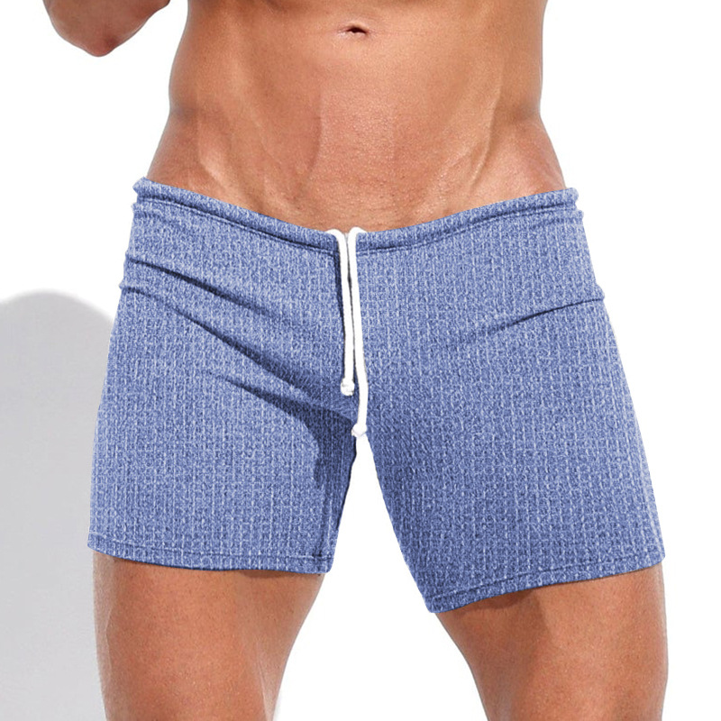 Men's Summer Waffle Solid Color Slim Fit Sports Shorts