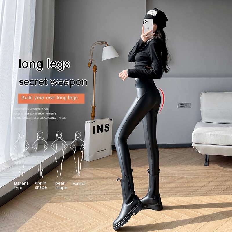 Large Size Flock Leggings Tight Stretch Feet