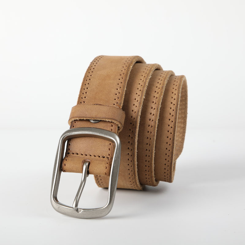 Distressed Soft Cowhide Men's Belt Leather Retro