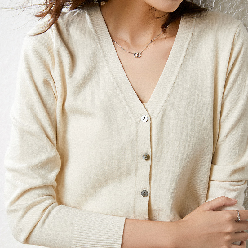Knitwear Coat Solid Color Slim Fit Woolen Knit Outer Sweater Women