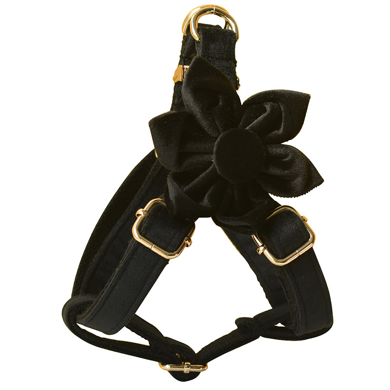 Black Flannel Gold Buckle Dog Harness Pet Supplies Chest