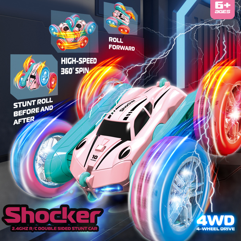 Remote Control Stunt Car Light Wheel Swing Arm Double-sided Rolling Toy