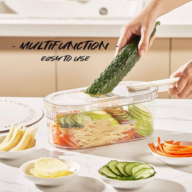 New Multifunction Vegetable Cutter With Basket And Brush Portable Slicer