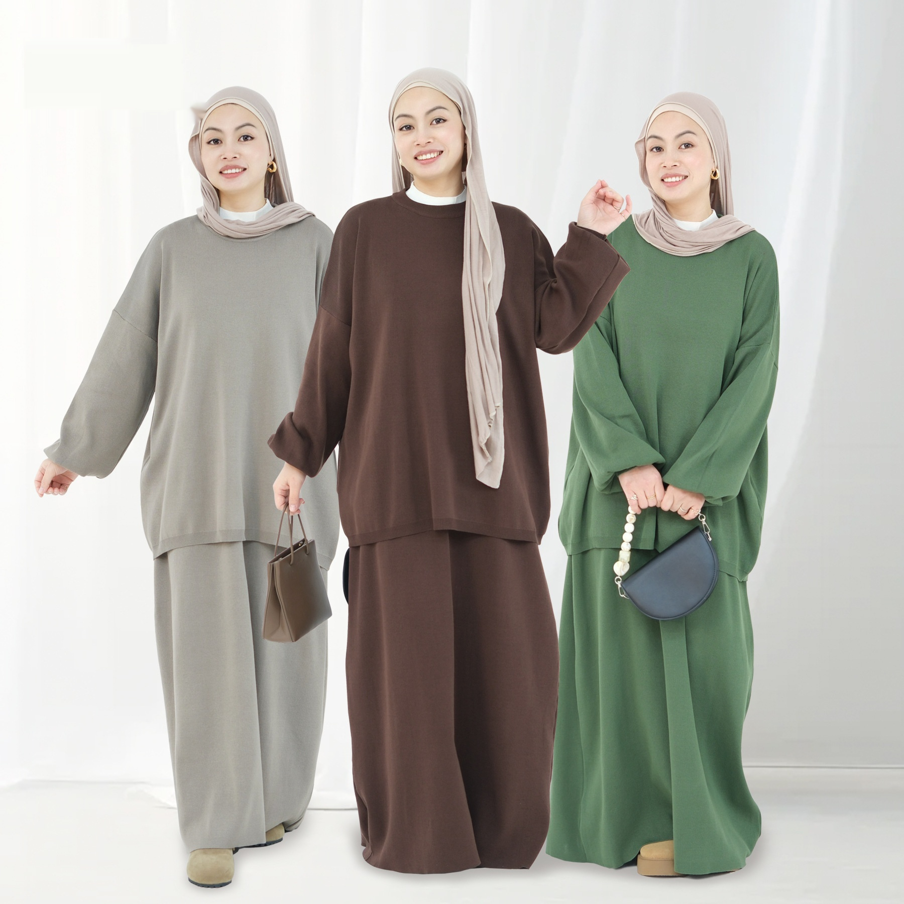 Autumn And Winter Thickening Knitting Suit Solid Color Multi-color