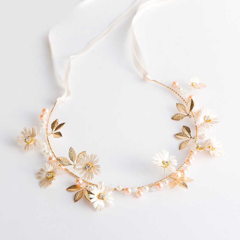 Women Flower Headband With Ribbon Wreath Wedding Party Ladies Girls